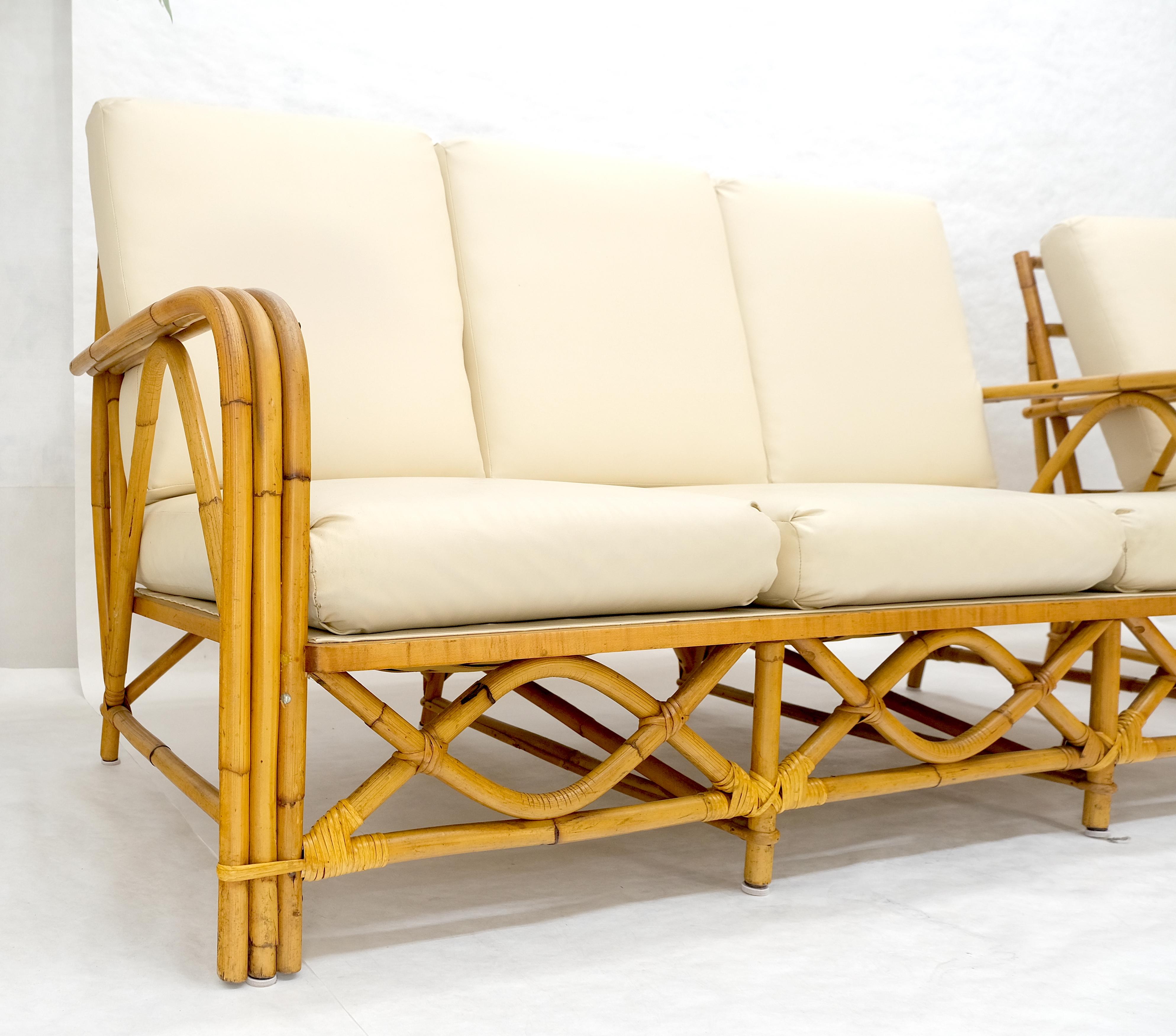 Ficks Reed Mid Century 3 Stück Rattan Bambus Sofa Stühle Set c1960s MINT im Zustand „Gut“ im Angebot in Rockaway, NJ