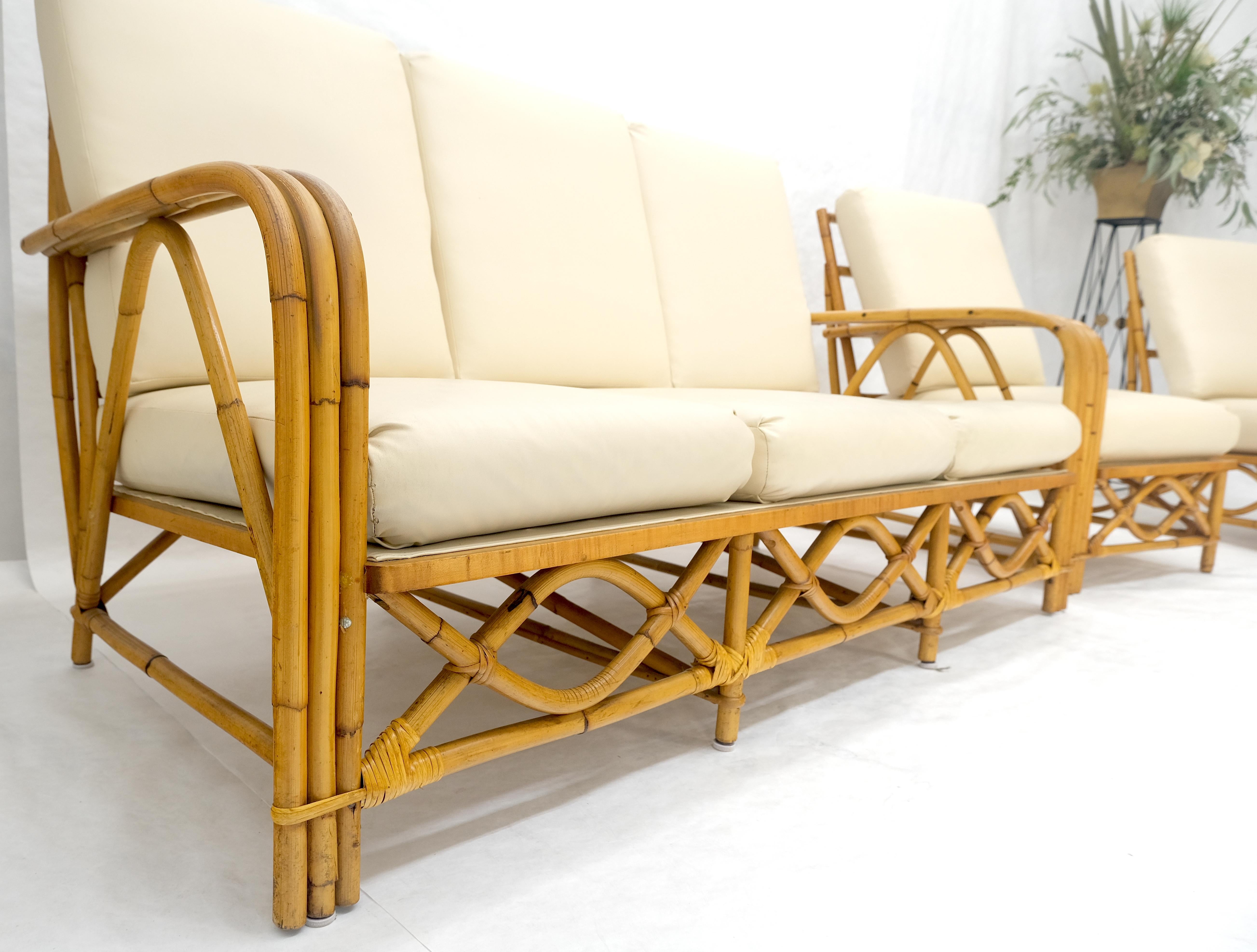 Ficks Reed Mid Century 3 Stück Rattan Bambus Sofa Stühle Set c1960s MINT (20. Jahrhundert) im Angebot