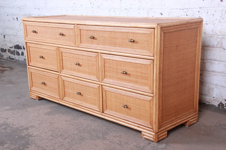 Ficks Reed Midcentury Hollywood Regency Woven Rattan and Faux Bamboo ...