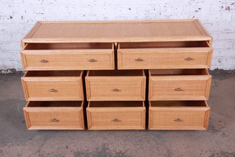 Ficks Reed Midcentury Hollywood Regency Woven Rattan and Faux Bamboo ...