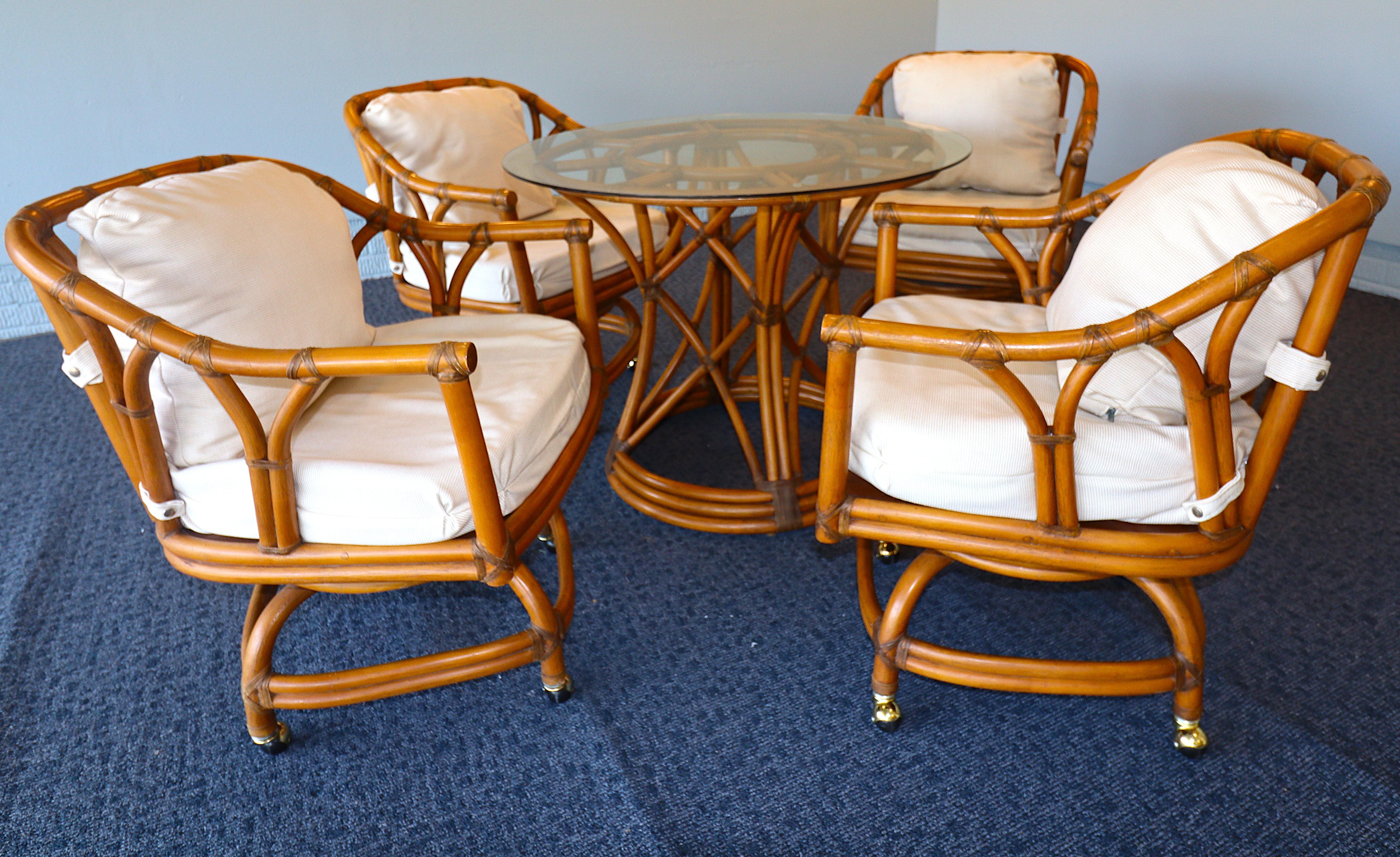 Ficks Reed Mid Century Rattan-Esszimmer-Set (20. Jahrhundert) im Angebot