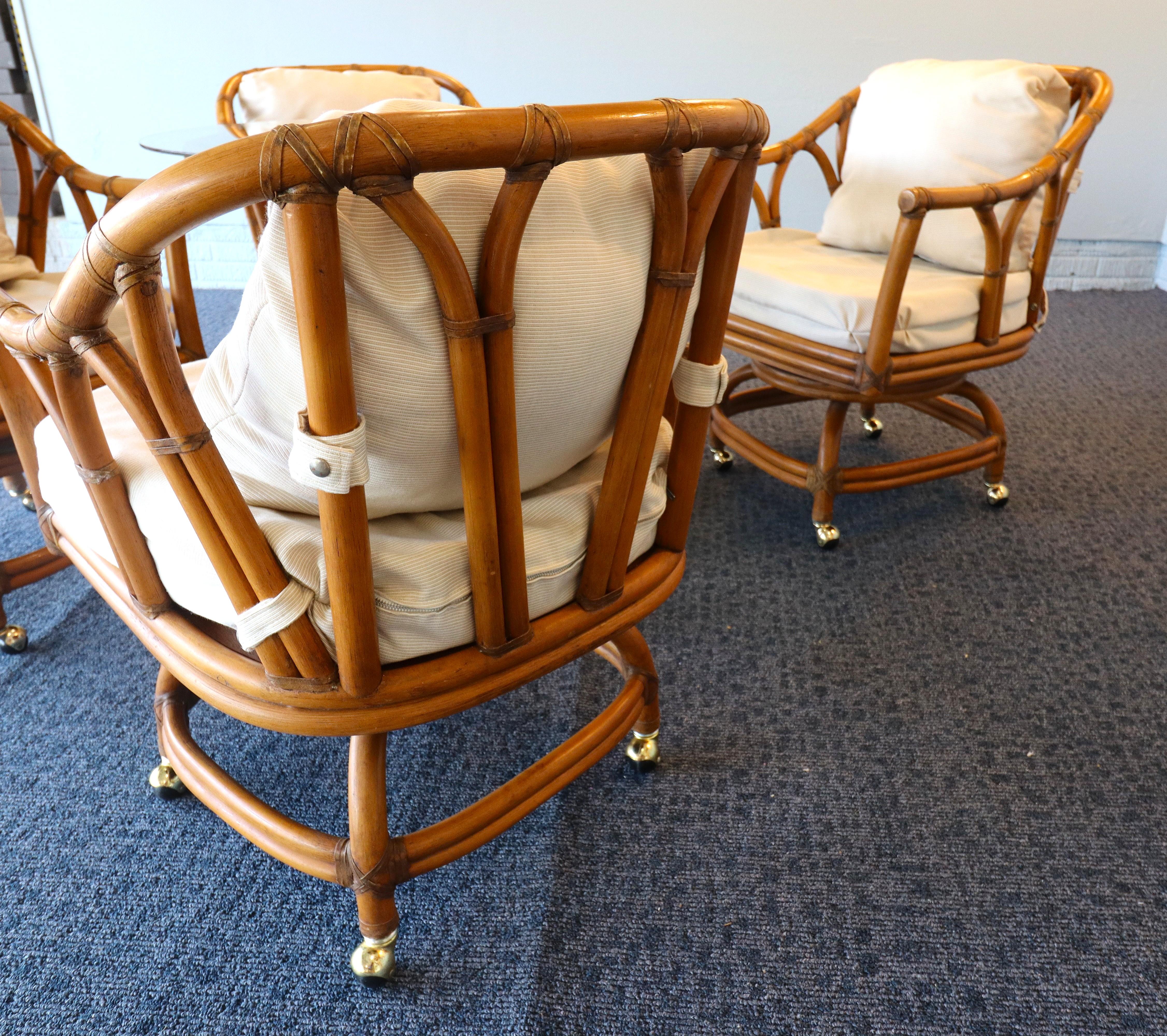 Ficks Reed Mid Century Rattan Dining Set For Sale 7