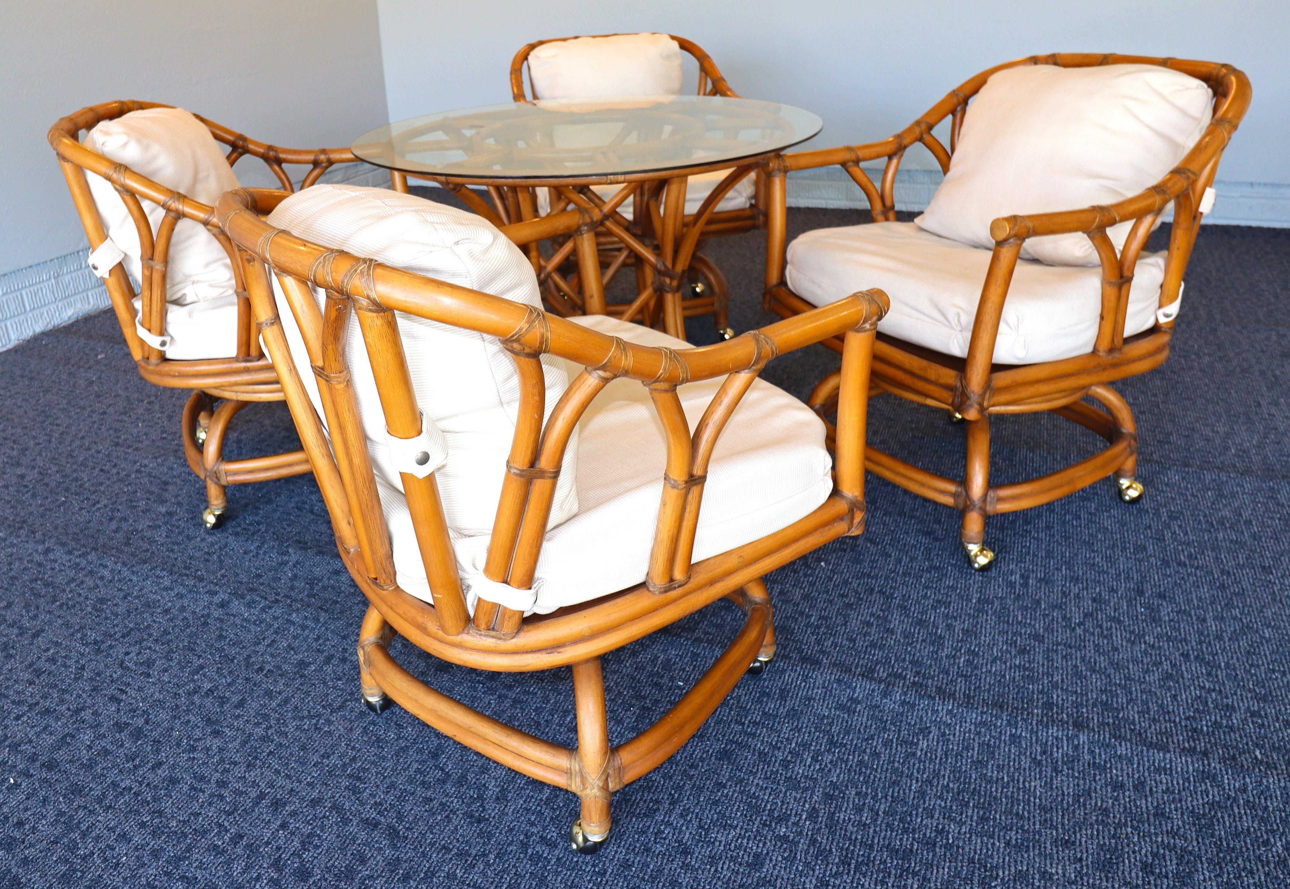 Ficks Reed Mid Century Rattan Dining Set For Sale 10