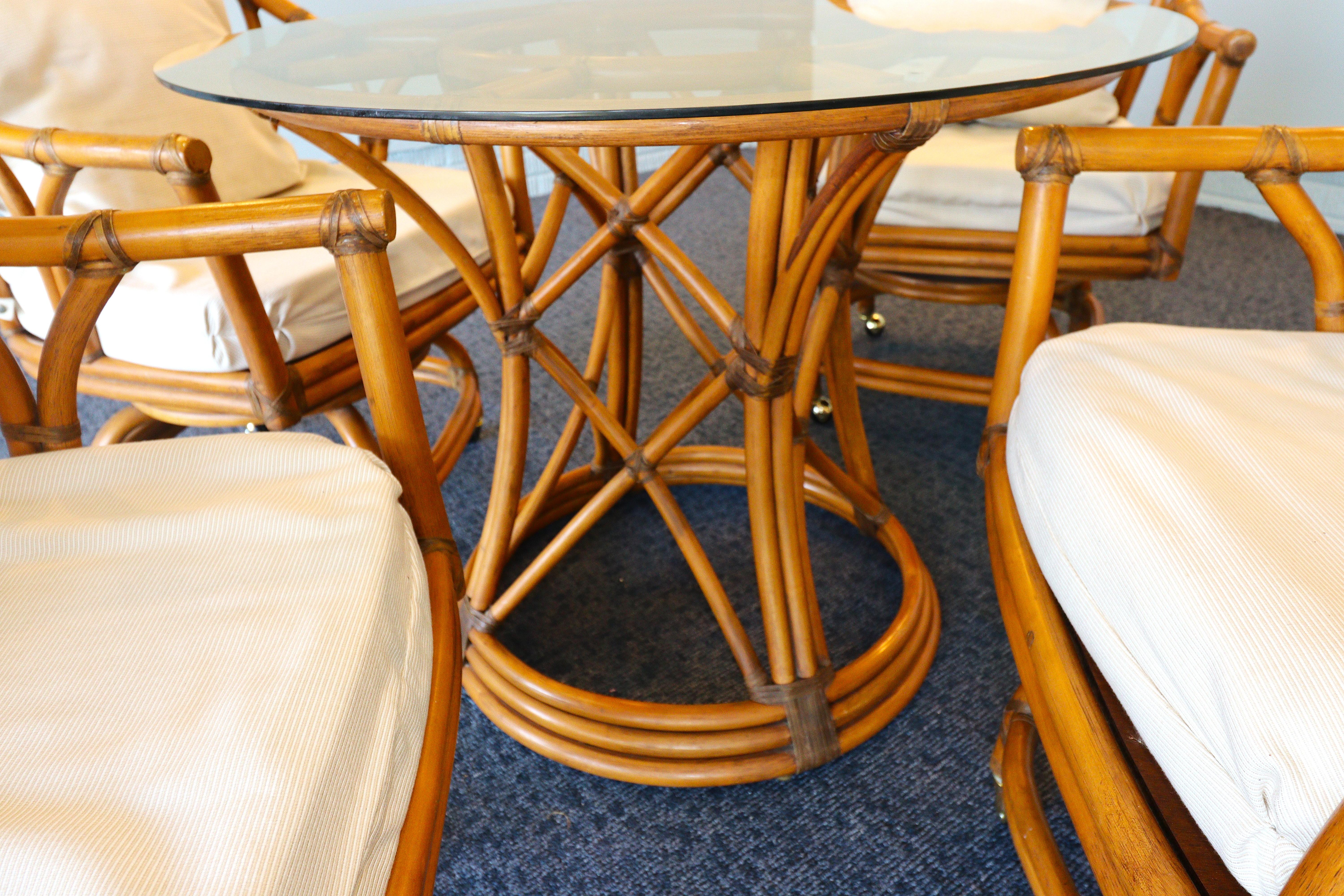 Ficks Reed Mid Century Rattan Dining Set For Sale 11