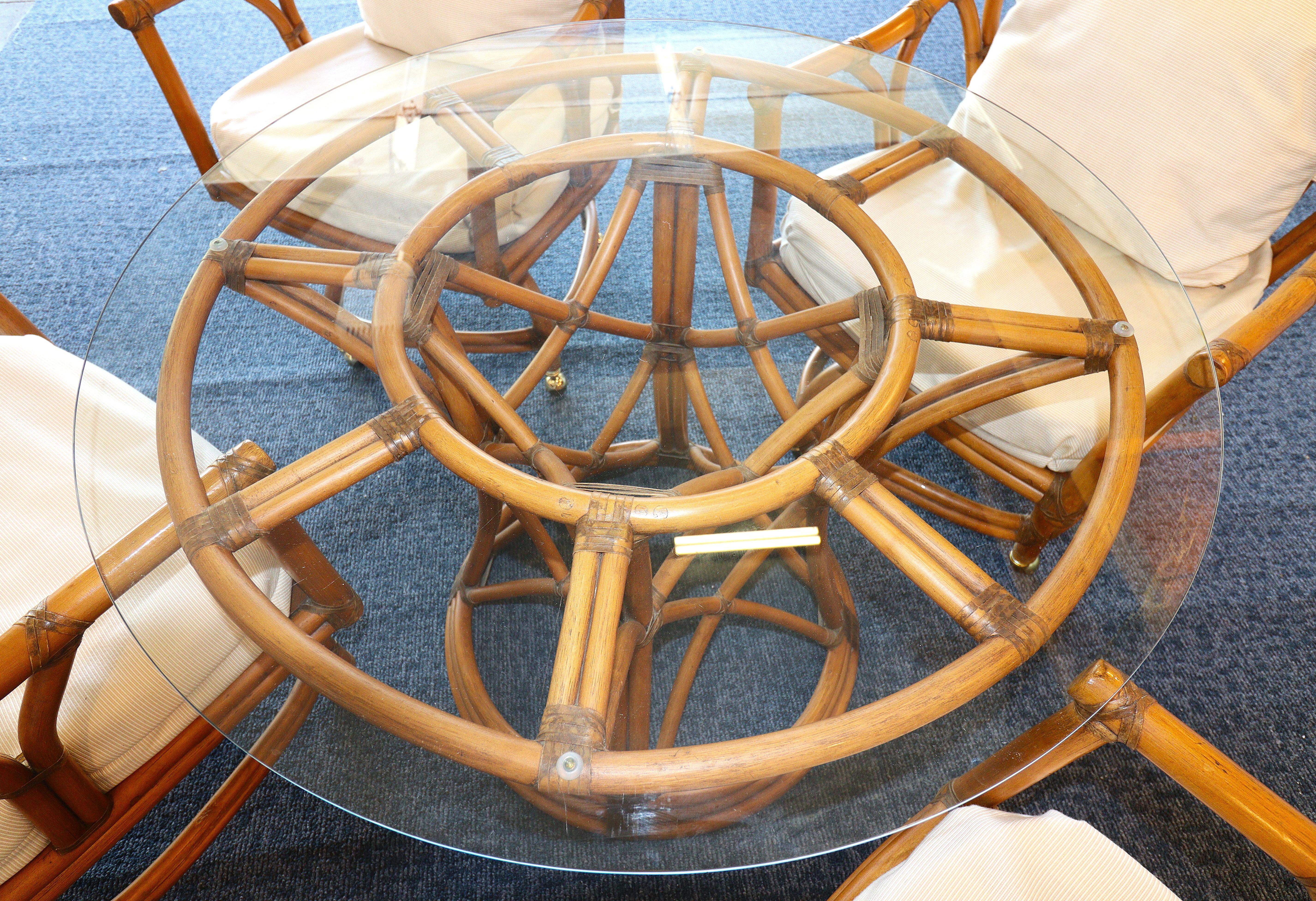 Ficks Reed Mid Century Rattan Dining Set For Sale 13