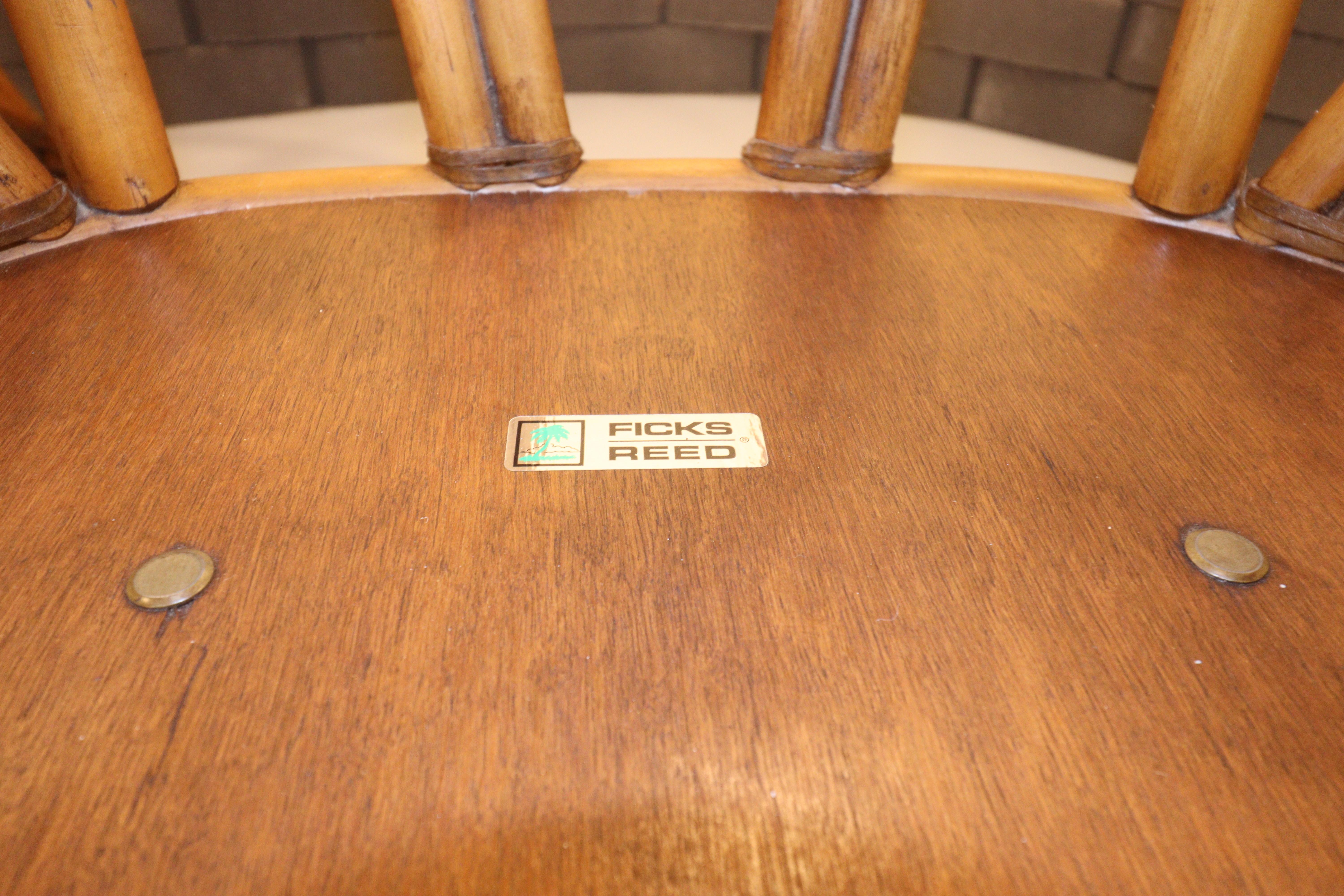 Ficks Reed Mid Century Rattan Dining Set with Table Four Chairs with Table In Good Condition For Sale In Omaha, NE