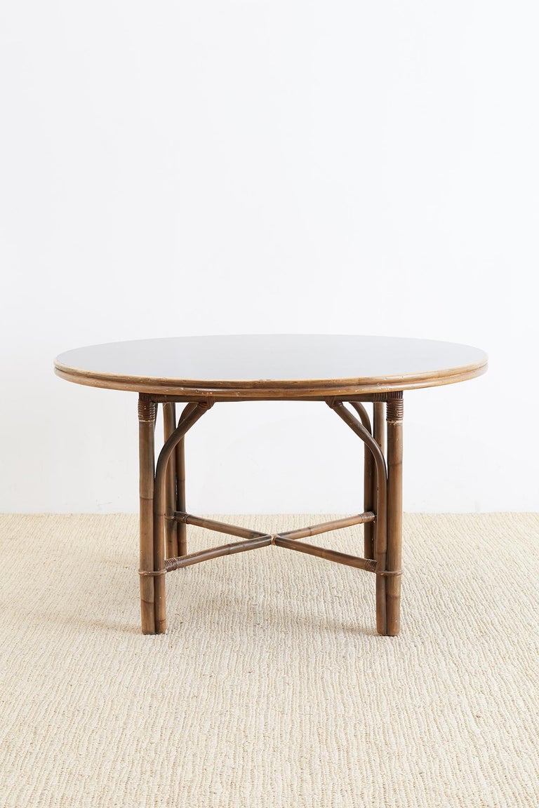 Ficks Reed Midcentury Rattan Dining Table at 1stDibs