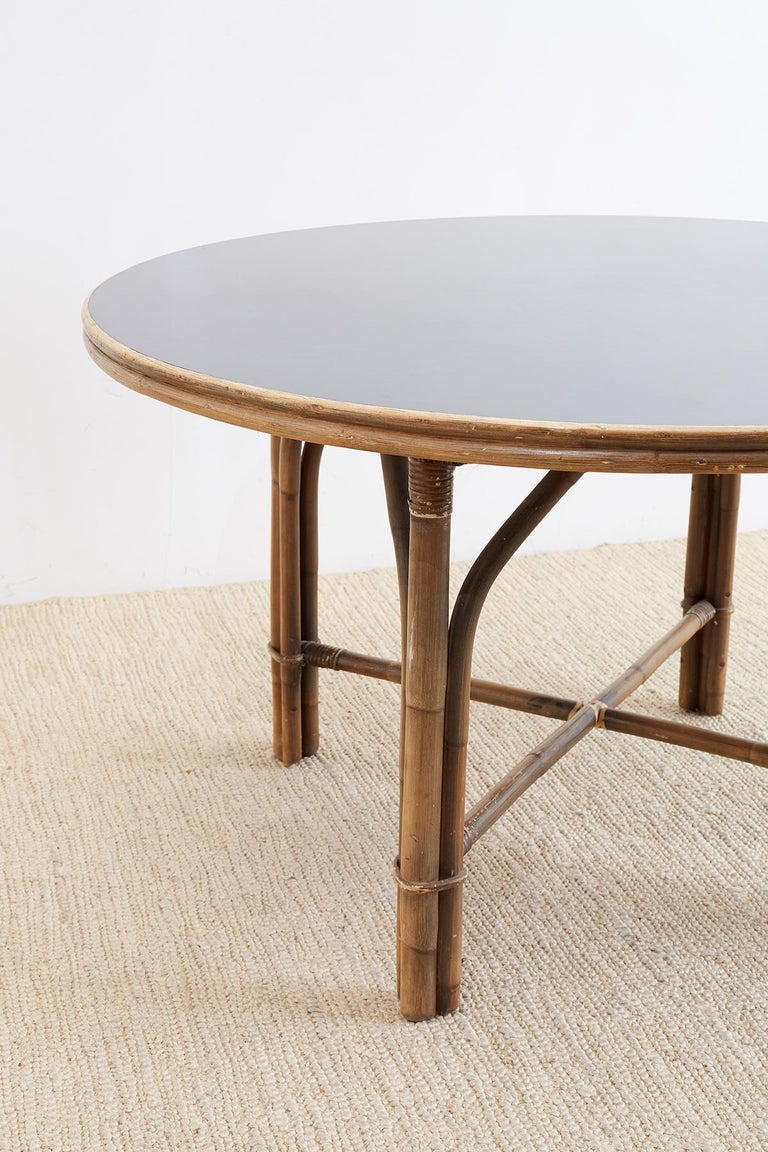 Ficks Reed Midcentury Rattan Dining Table at 1stDibs