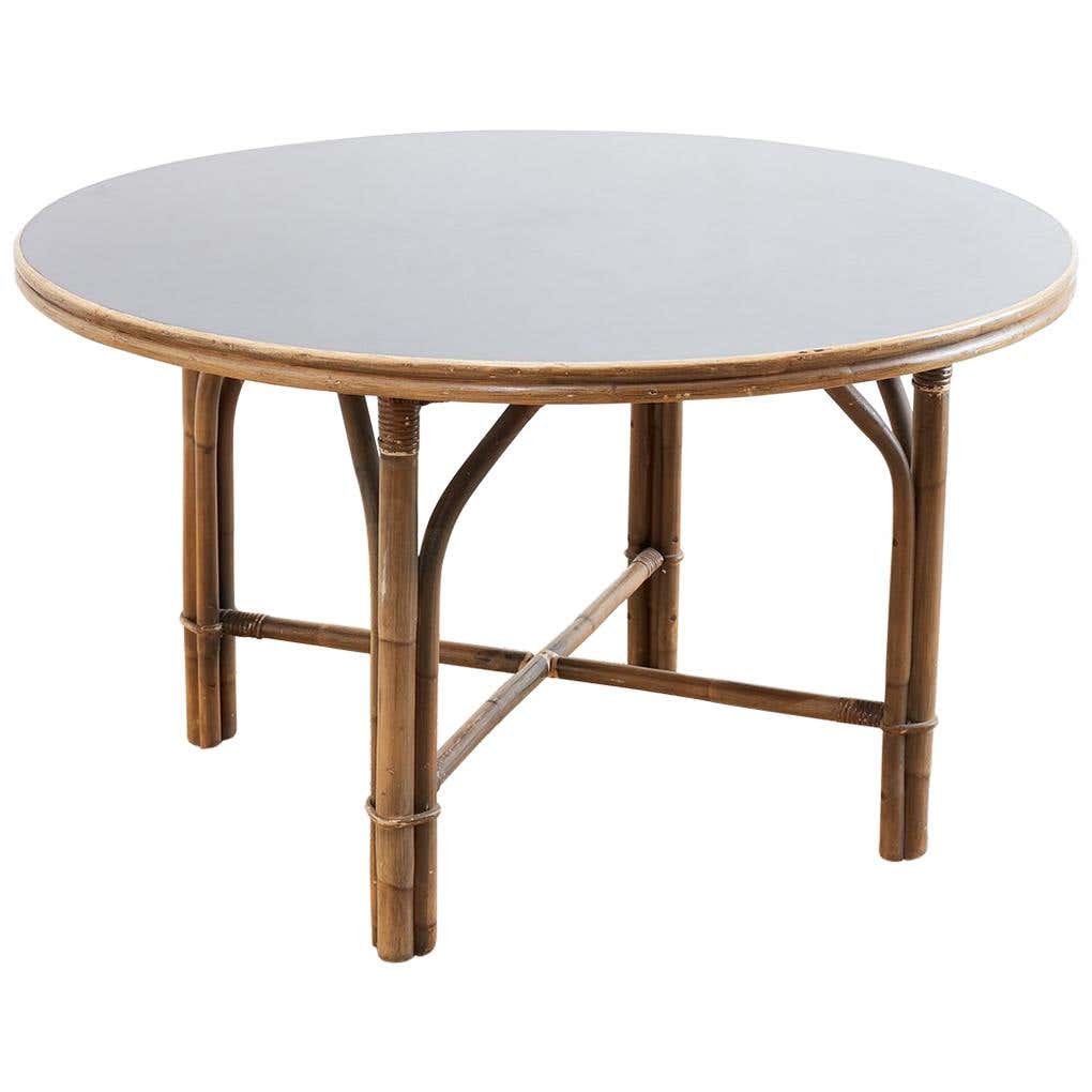 Ficks Reed Midcentury Rattan Dining Table at 1stDibs