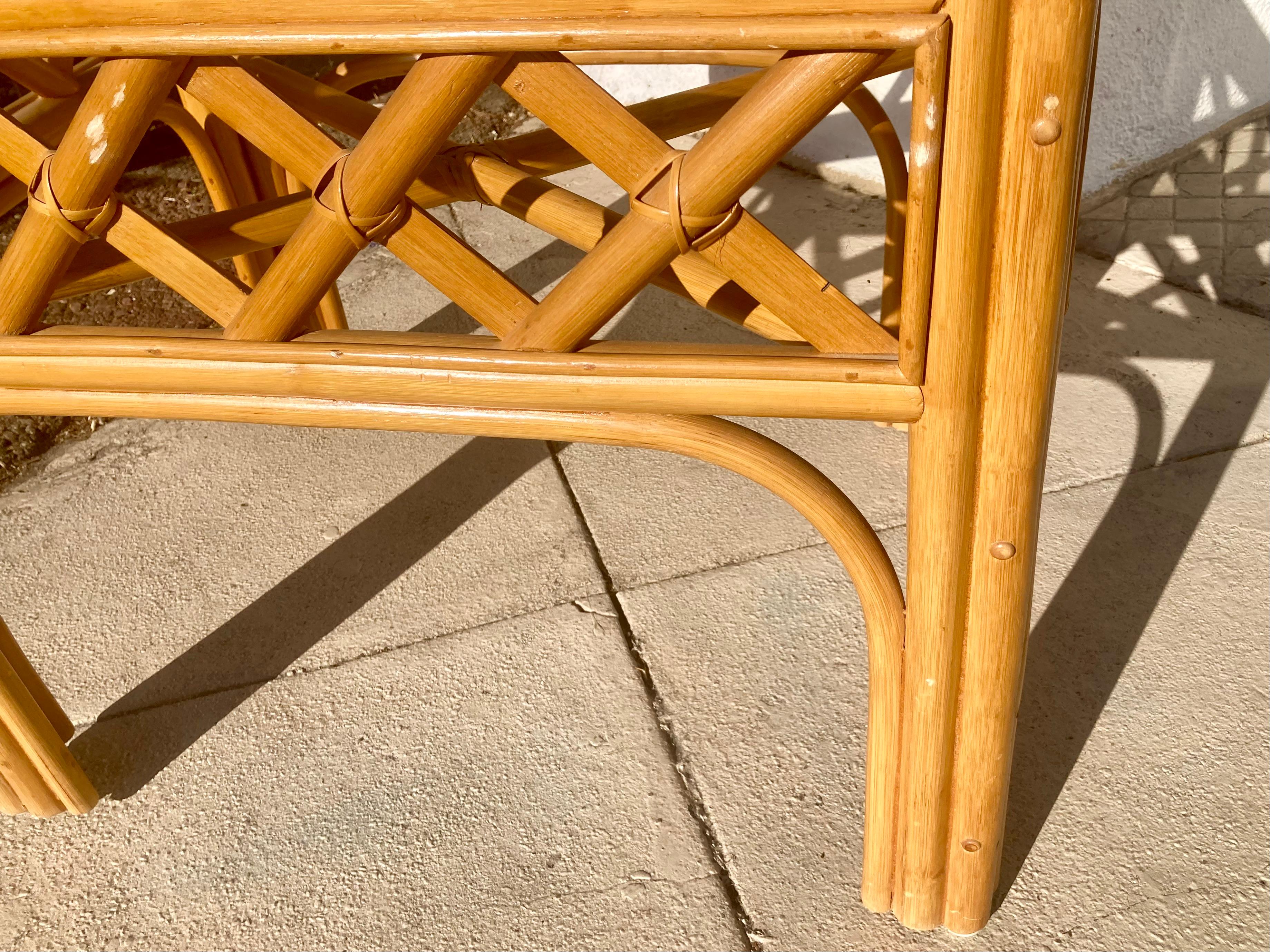 Ficks Reed Natural Rattan Lattice Pattern Side Table For Sale 6