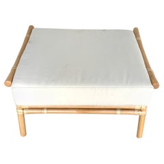 Ficks Reed Natural Rattan Ottoman by John Wisner, Restored