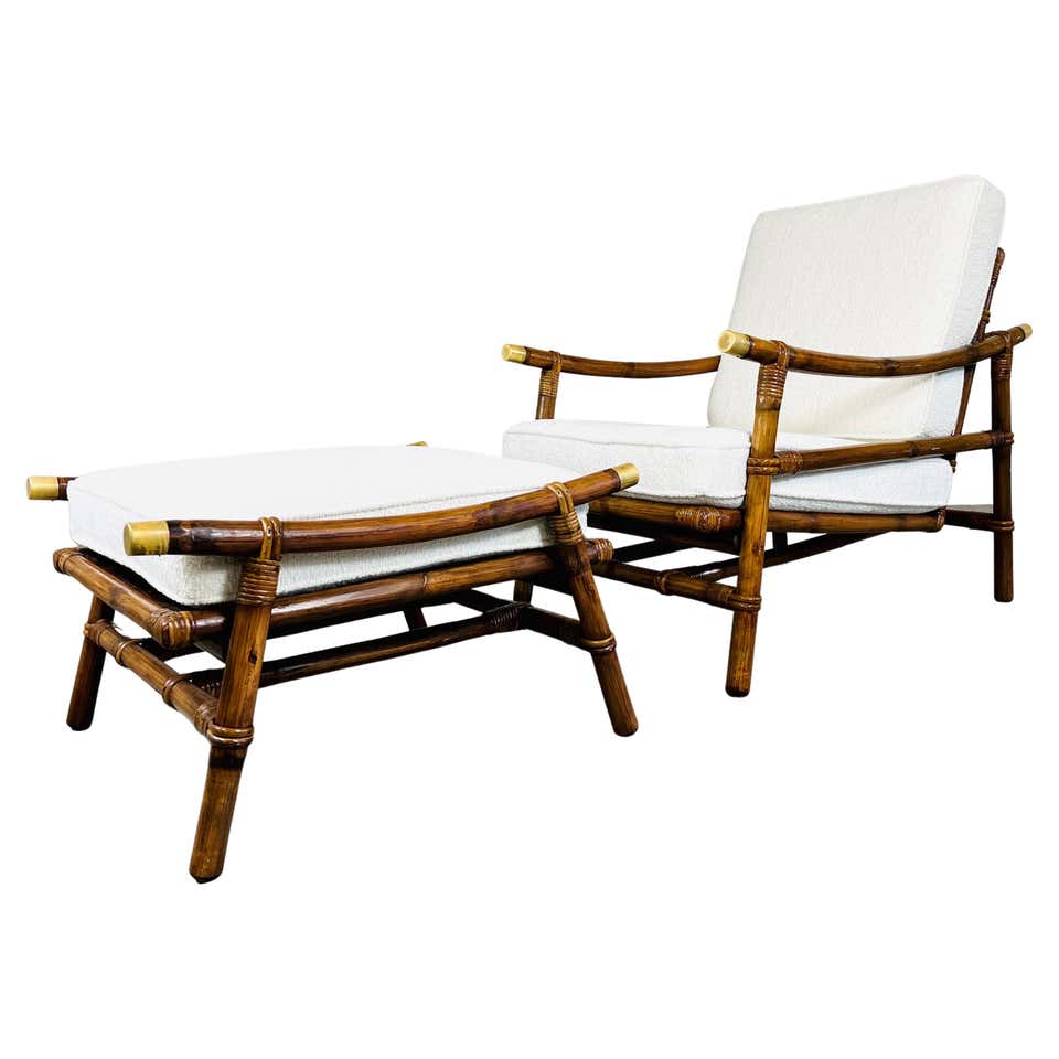Ficks Reed, Lounge Chairs, Bamboo, Rattan, Fabric, C. 1950s For Sale at ...