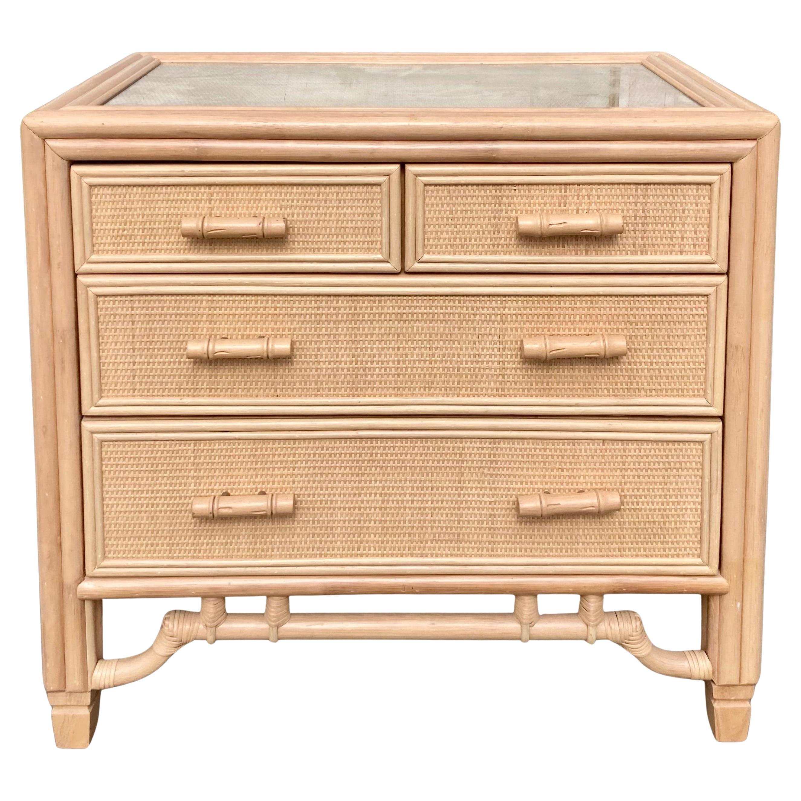 Ficks Reed Rattan and Raffia Chest in White Washed Finish