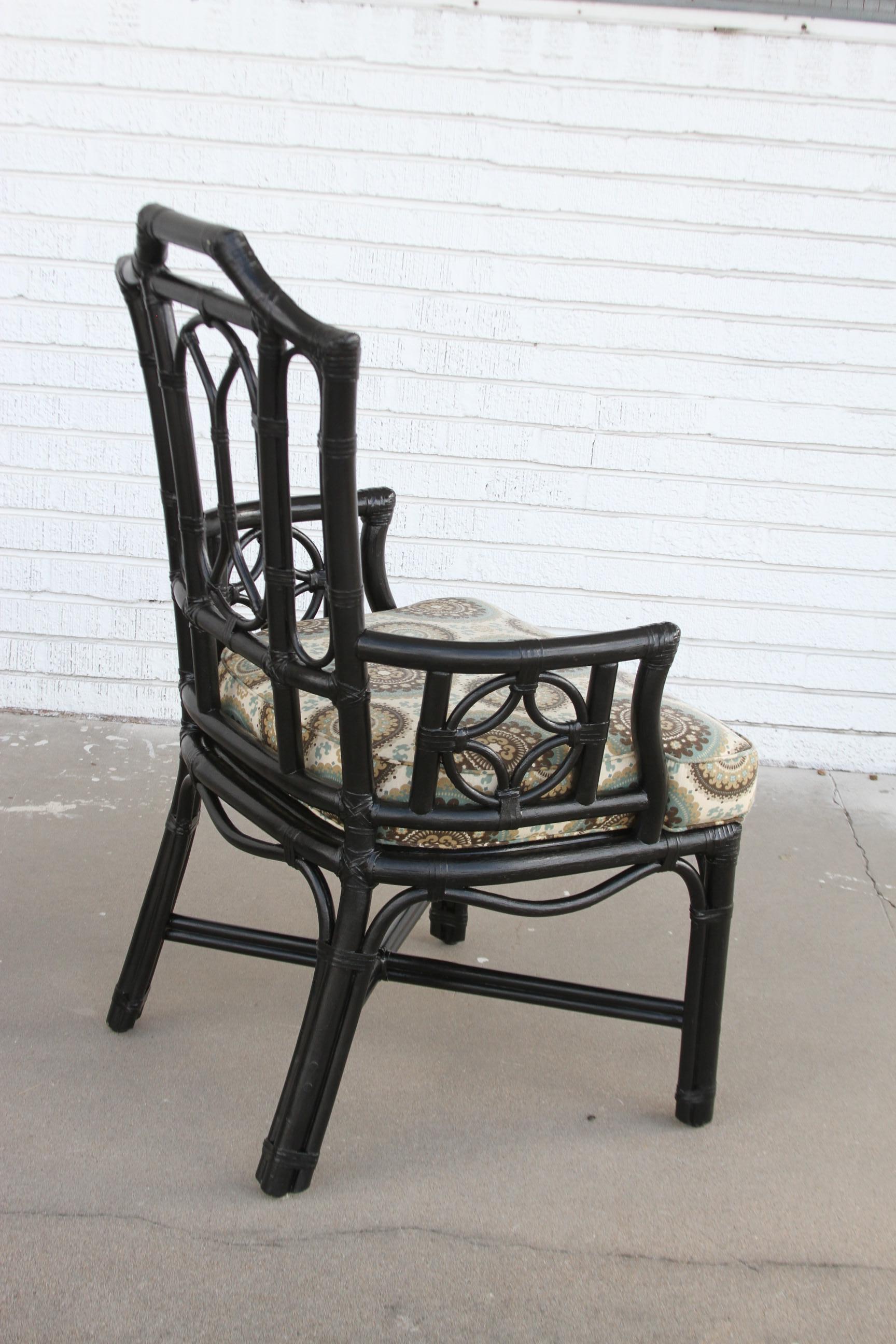 6 Sedie da pranzo in rattan nero Ficks Reed in vendita 1