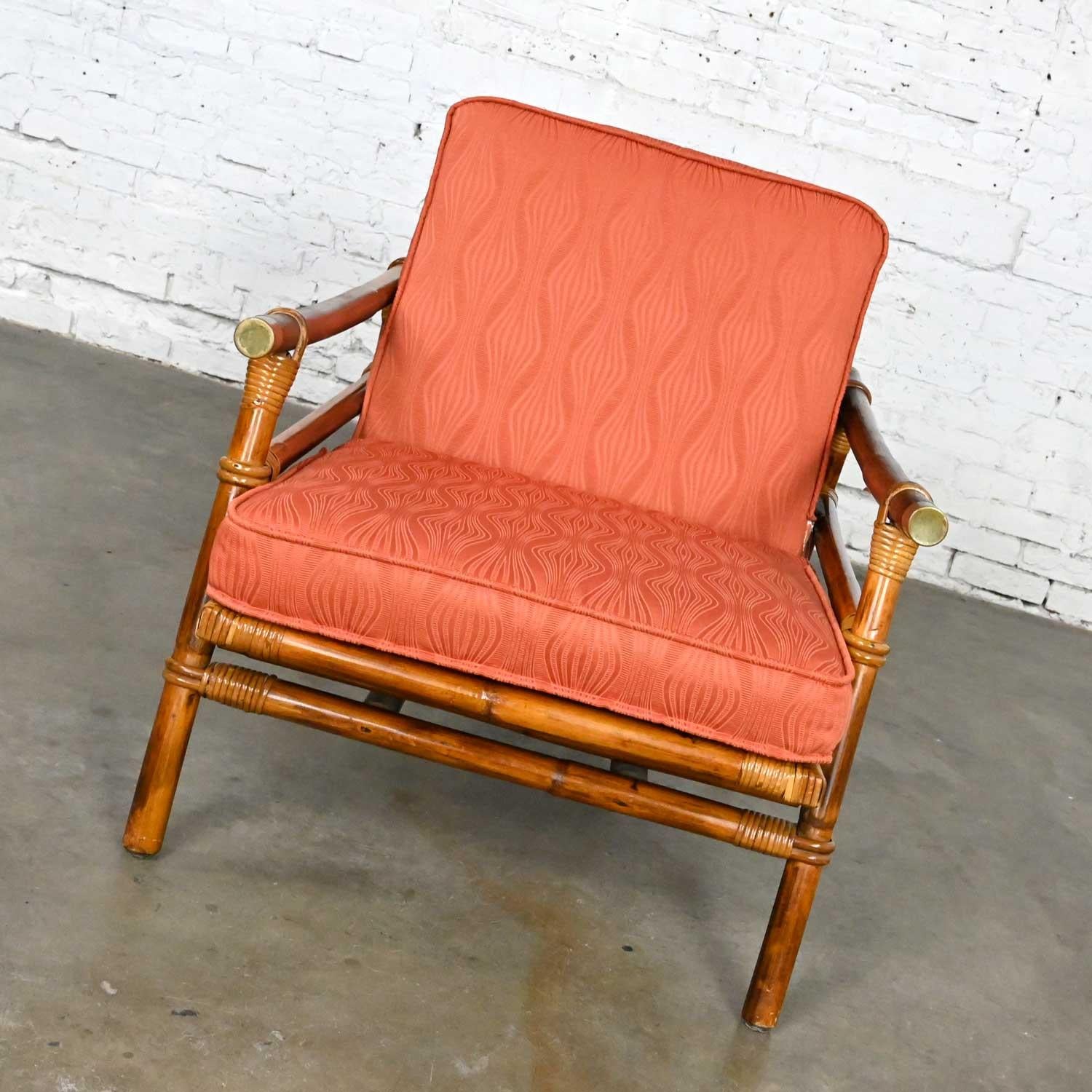 Brass Ficks Reed Rattan Campaign Style Far Horizons Lounge Chair by John Wisner