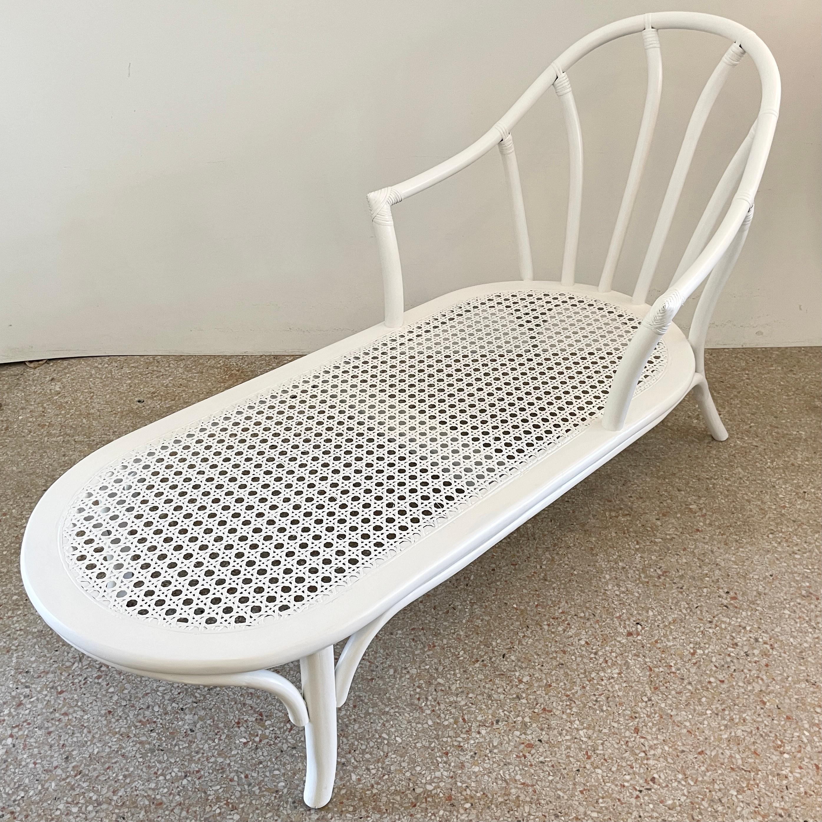 Ficks Reed Rattan Chaise With Todd Hase Textiles For Sale 5