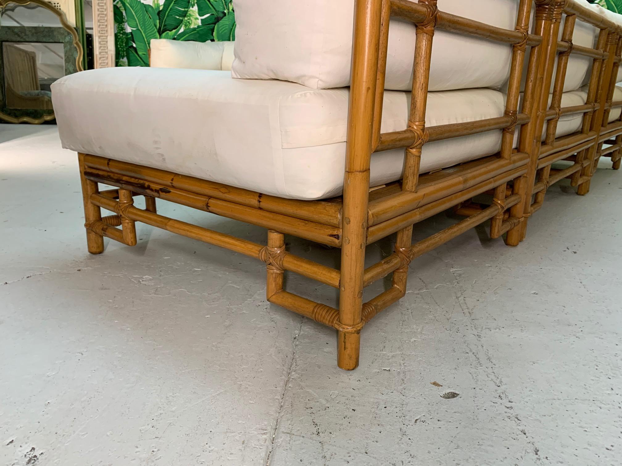 Ficks Reed Rattan Chinoiserie Sectional Sofa In Good Condition In Jacksonville, FL