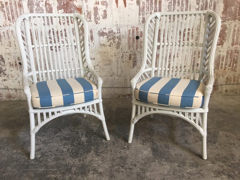 Ficks Reed Rattan Dining Set with 4 High Back Chairs and Table at 1stDibs