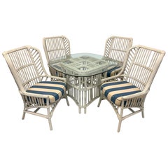 Ficks Reed Rattan Dining Set with 4 High Back Chairs and Table