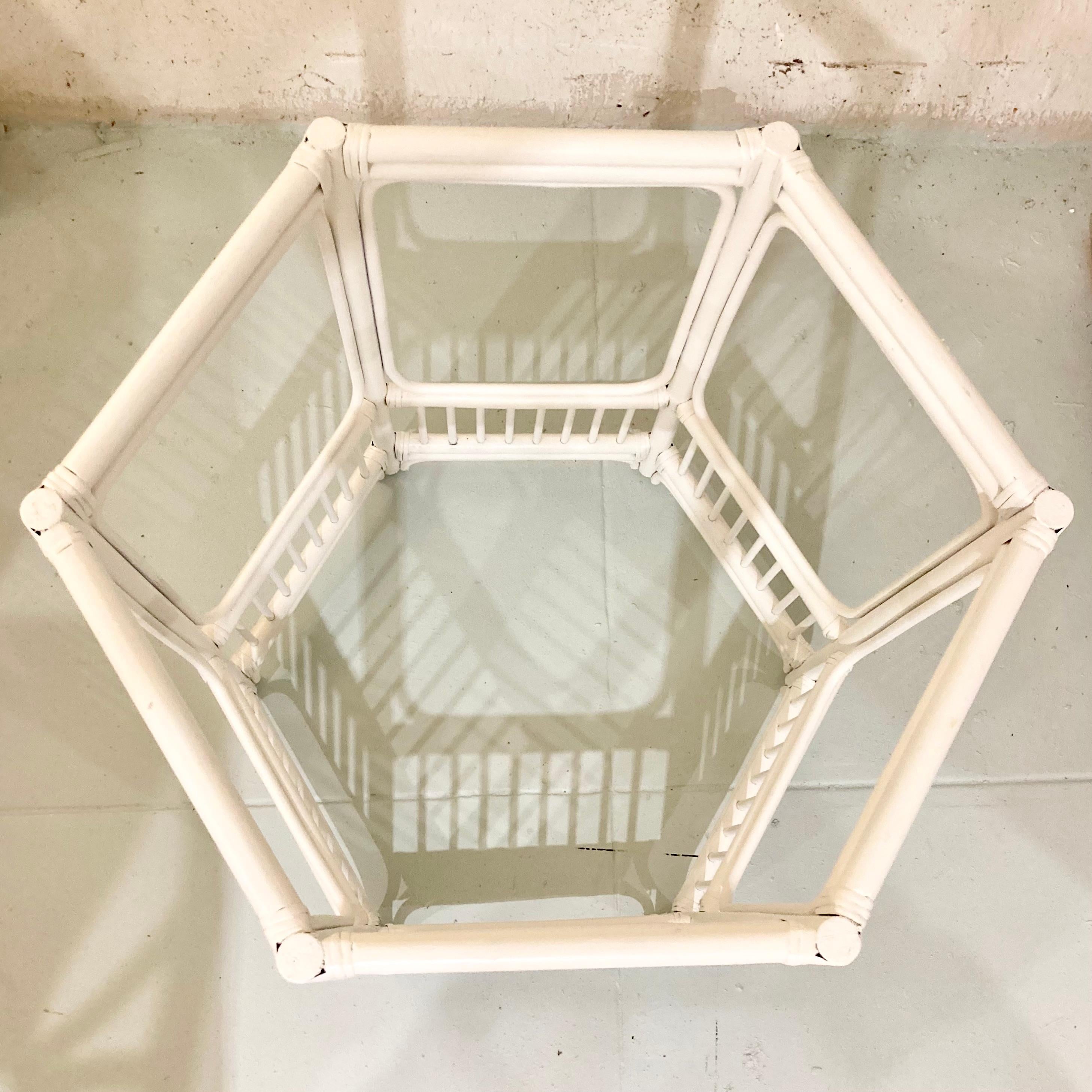 Ficks Reed Rattan Dining Table Base Only In Good Condition For Sale In Los Angeles, CA