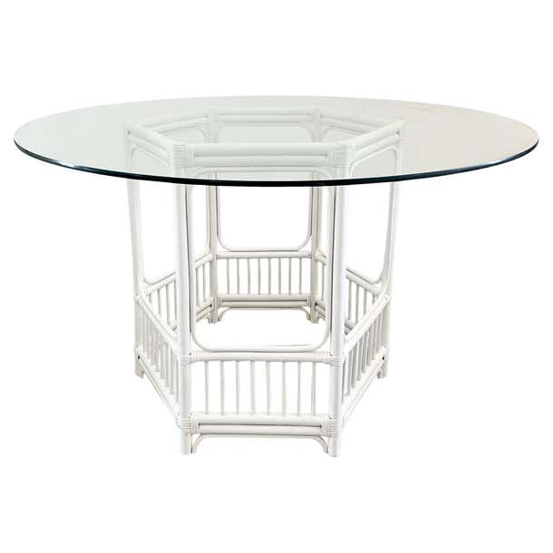 Ficks Reed Rattan Dining Table Base with Glass Top For Sale at 1stDibs ...