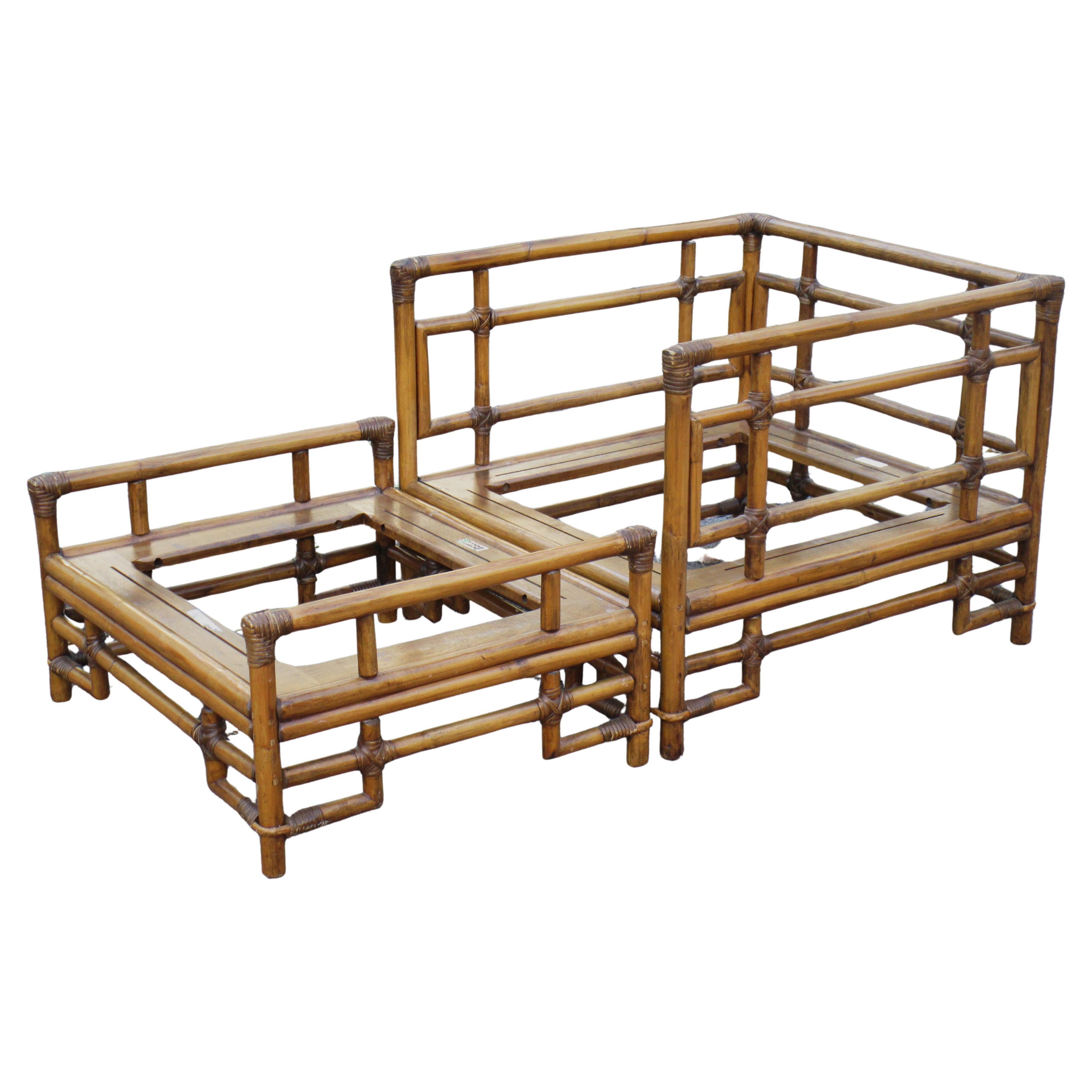 Ficks Reed Großer Rattansessel & Ottomane, CIRCA 1970 im Zustand „Gut“ im Angebot in Rochester, NY