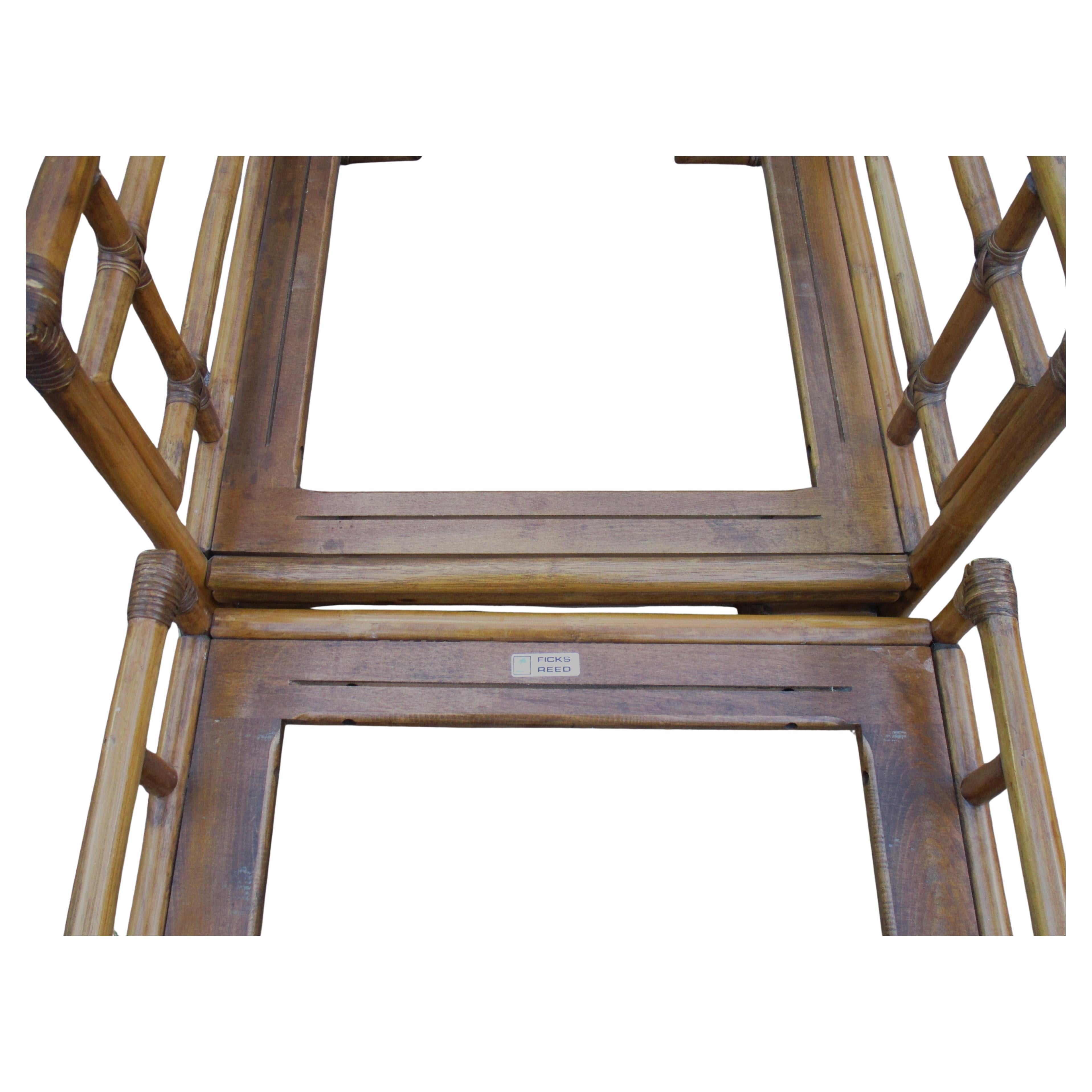 Ficks Reed Großer Rattansessel & Ottomane, CIRCA 1970 (Ende des 20. Jahrhunderts) im Angebot