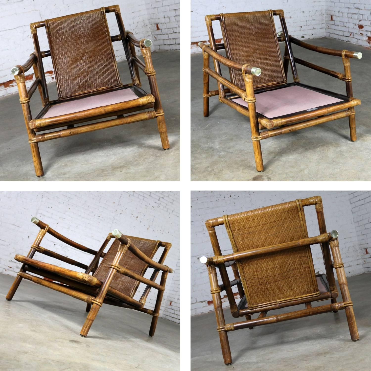 20th Century Ficks Reed Rattan Lounge Club Chair by John Wisner Campaign Style Far East Coll.