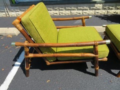 Ficks Reed Rattan Lounge Club Chair Ottoman by John Wisner Campaign Style