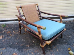 Ficks Reed Rattan Lounge Club Chair Ottoman by John Wisner Campaign Style