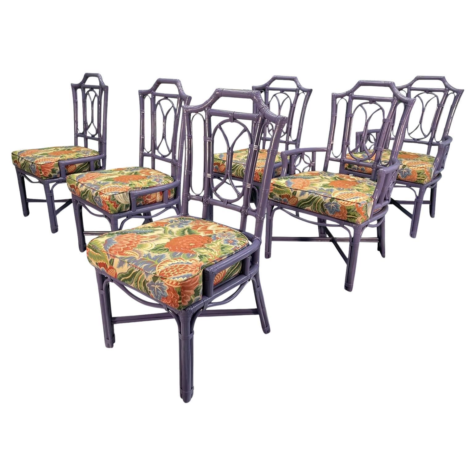 Ficks Reed Rattan Pagoda Dining Chairs For Sale