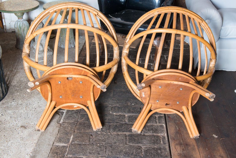 Ficks Reed Rattan Saucer Lounge Chairs For Sale 1