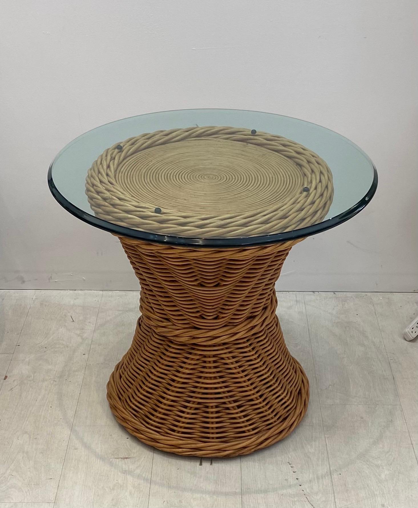 Ficks Reed Rattan Side Table In Good Condition In West Palm Beach, FL