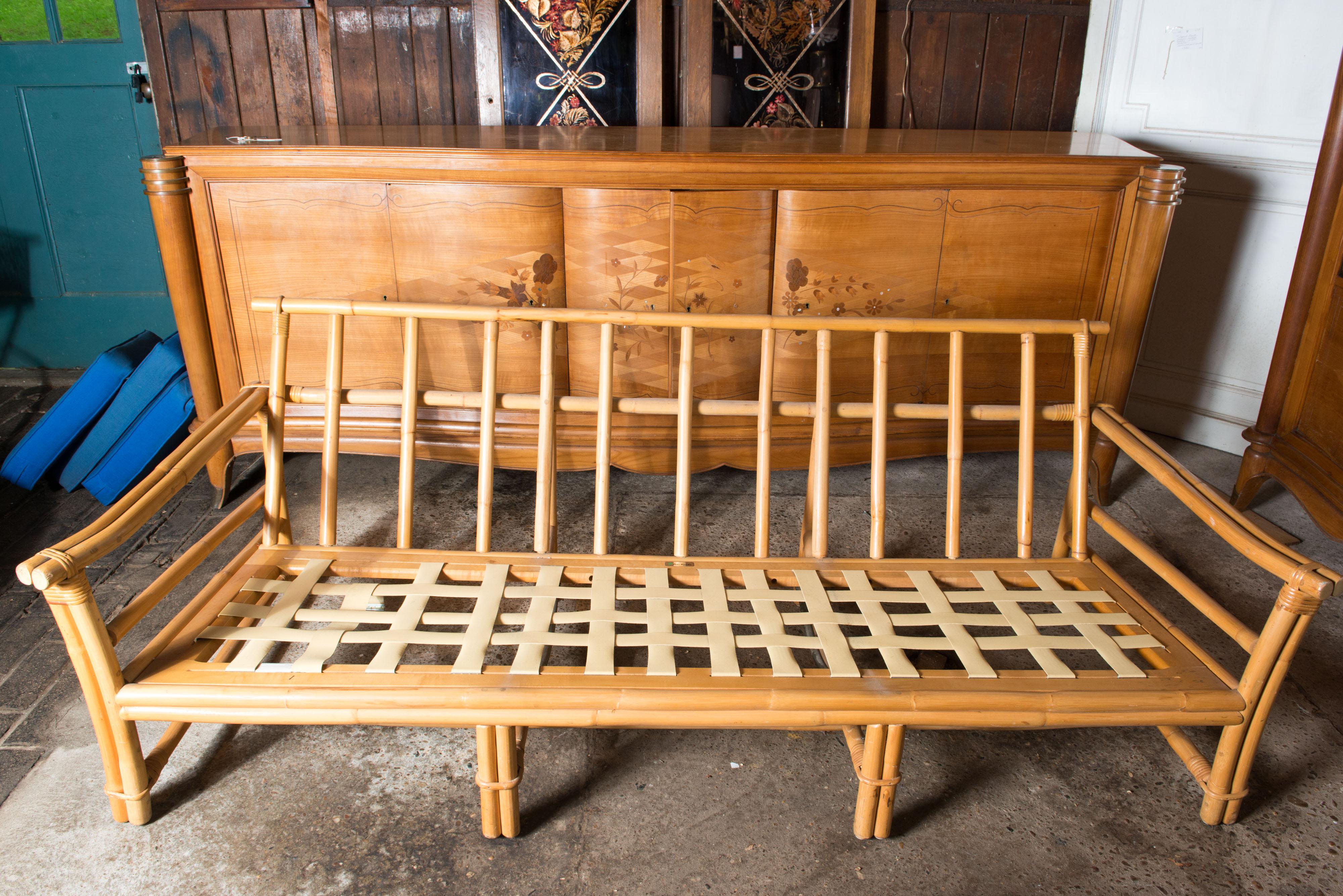 Mid-Century Modern Ficks Reed canapé en rotin en vente