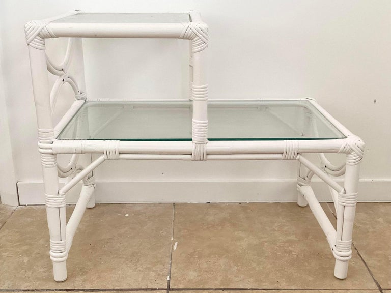 Ficks Reed Rattan Tier Table For Sale at 1stDibs