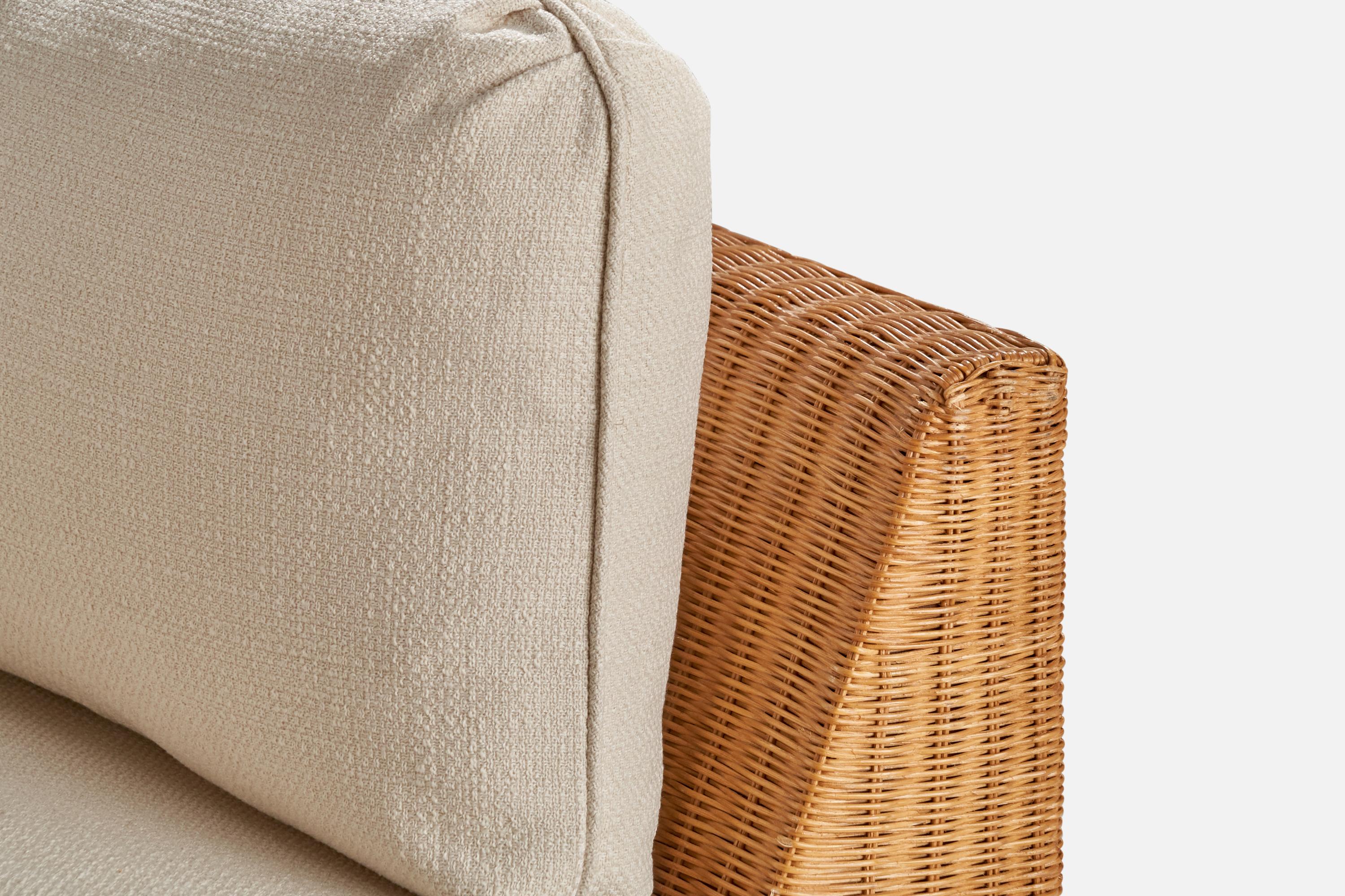 Mid-20th Century Ficks Reed, Sectional Sofa, Rattan, Wood, Fabric, USA, 1950s