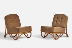 Ficks Reed, Slipper Chairs, Bamboo, Fabric, USA, 1940s