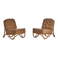 Ficks Reed, chaises pantoufles, bambou, tissu, États-Unis, années 1940