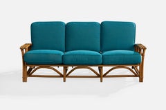 Ficks Reed, Sofa, Bamboo, Rattan, Fabric, USA, 1950s