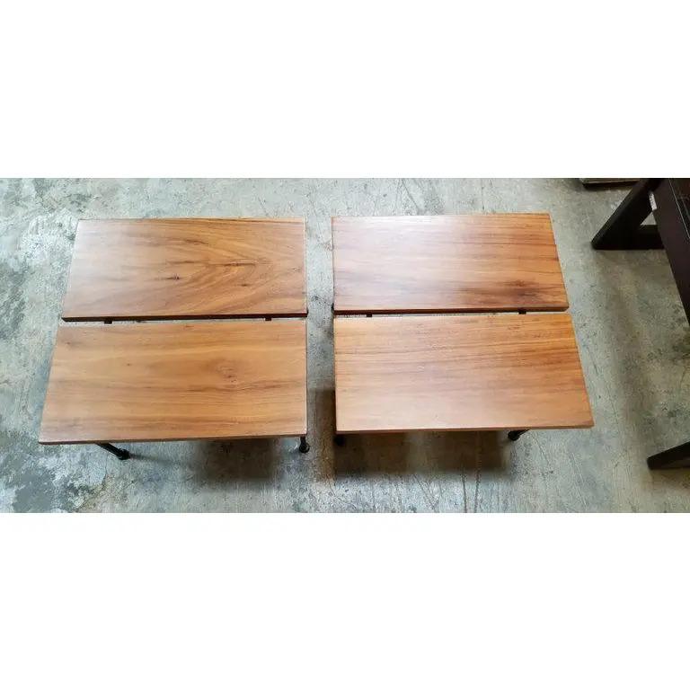 Ficks Reed Steel and Wood End Tables In Good Condition In Fulton, CA
