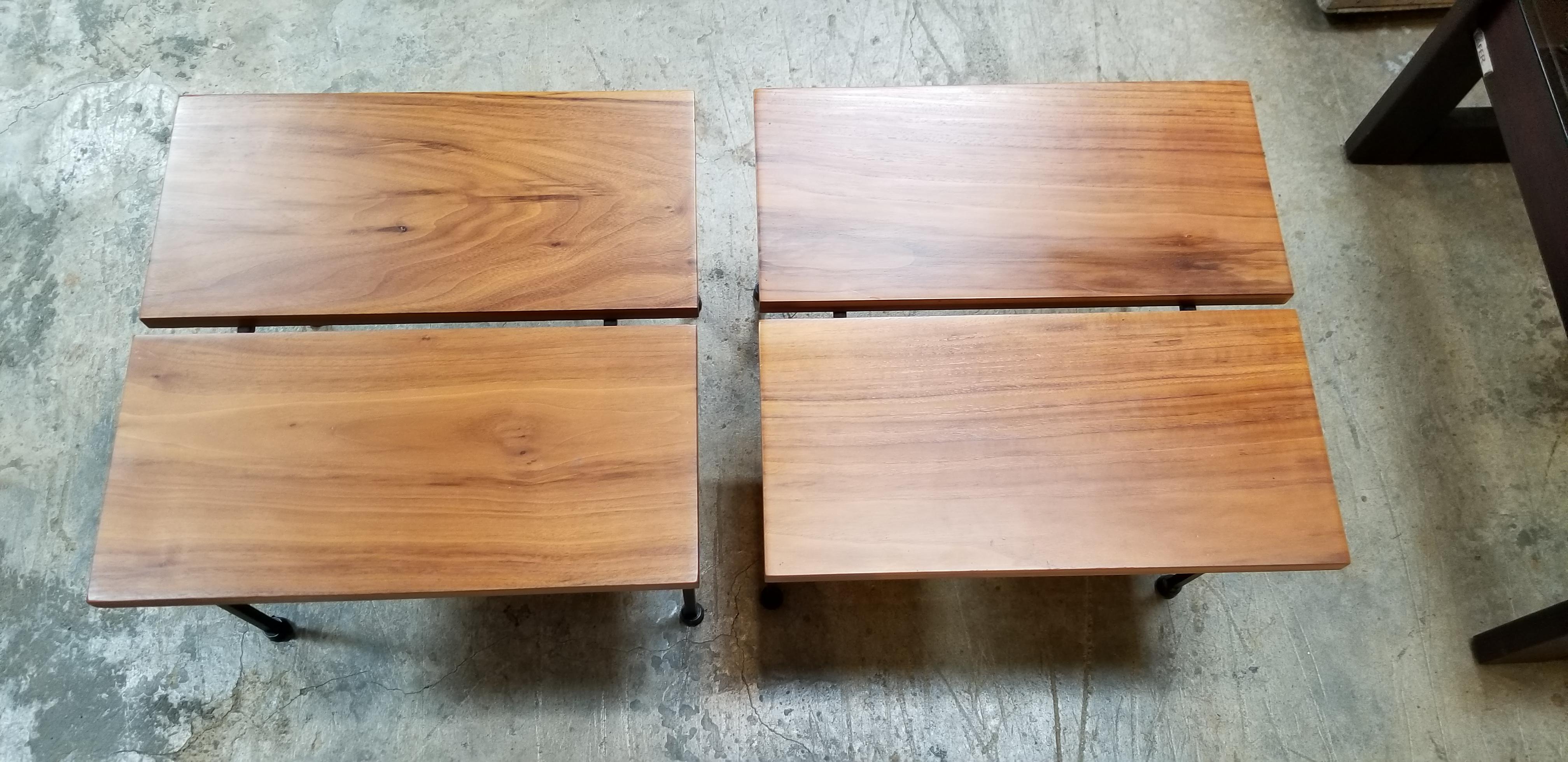 20th Century Ficks Reed Steel and Wood End Tables For Sale