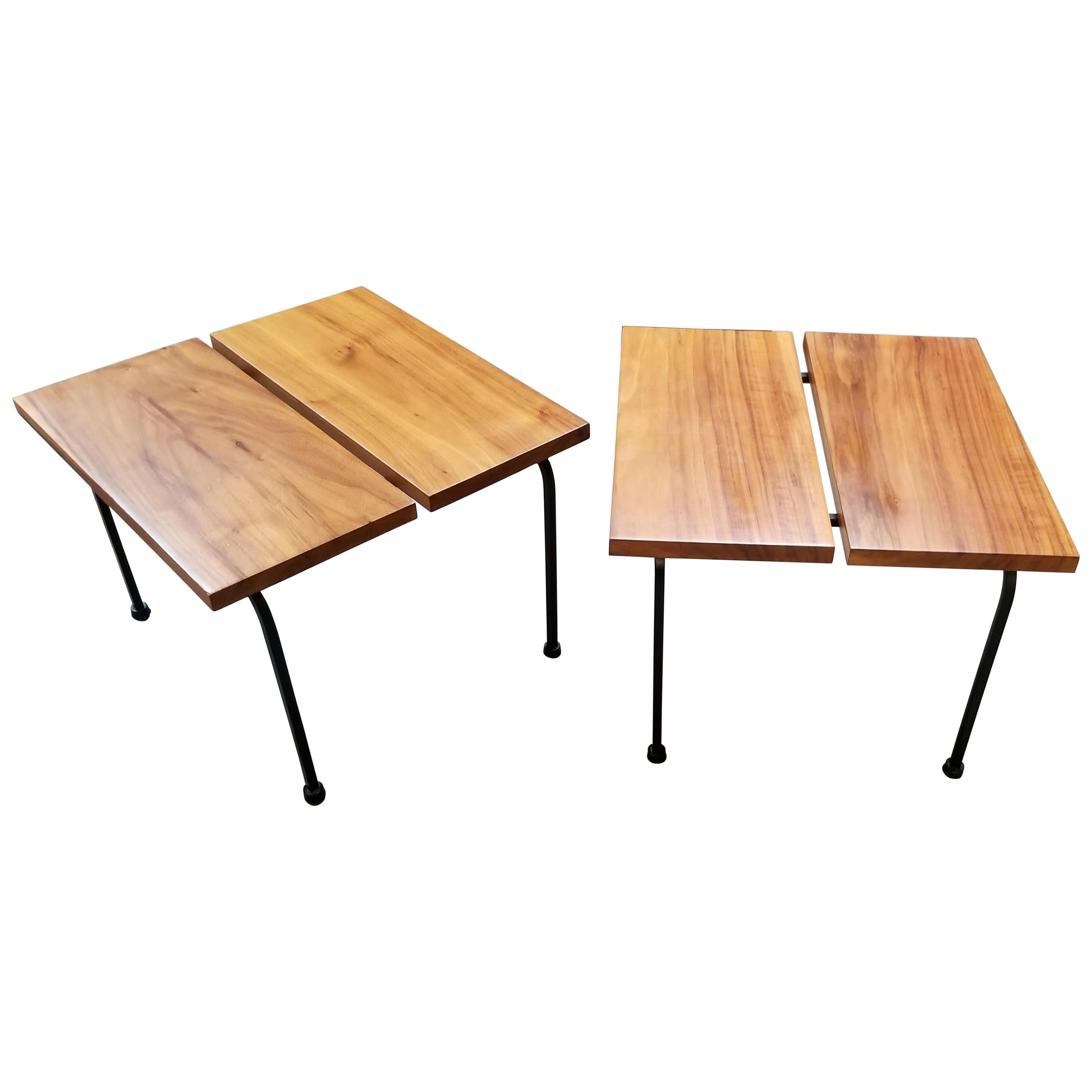 Ficks Reed Steel and Wood End Tables For Sale