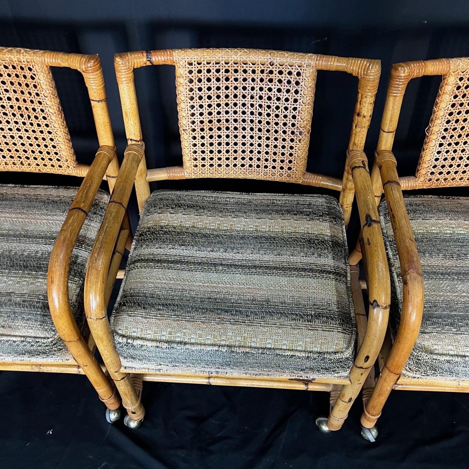 Ficks Reed Style 1950s Mid Century Rattan Dining Table and Four Caned Chairs For Sale 8