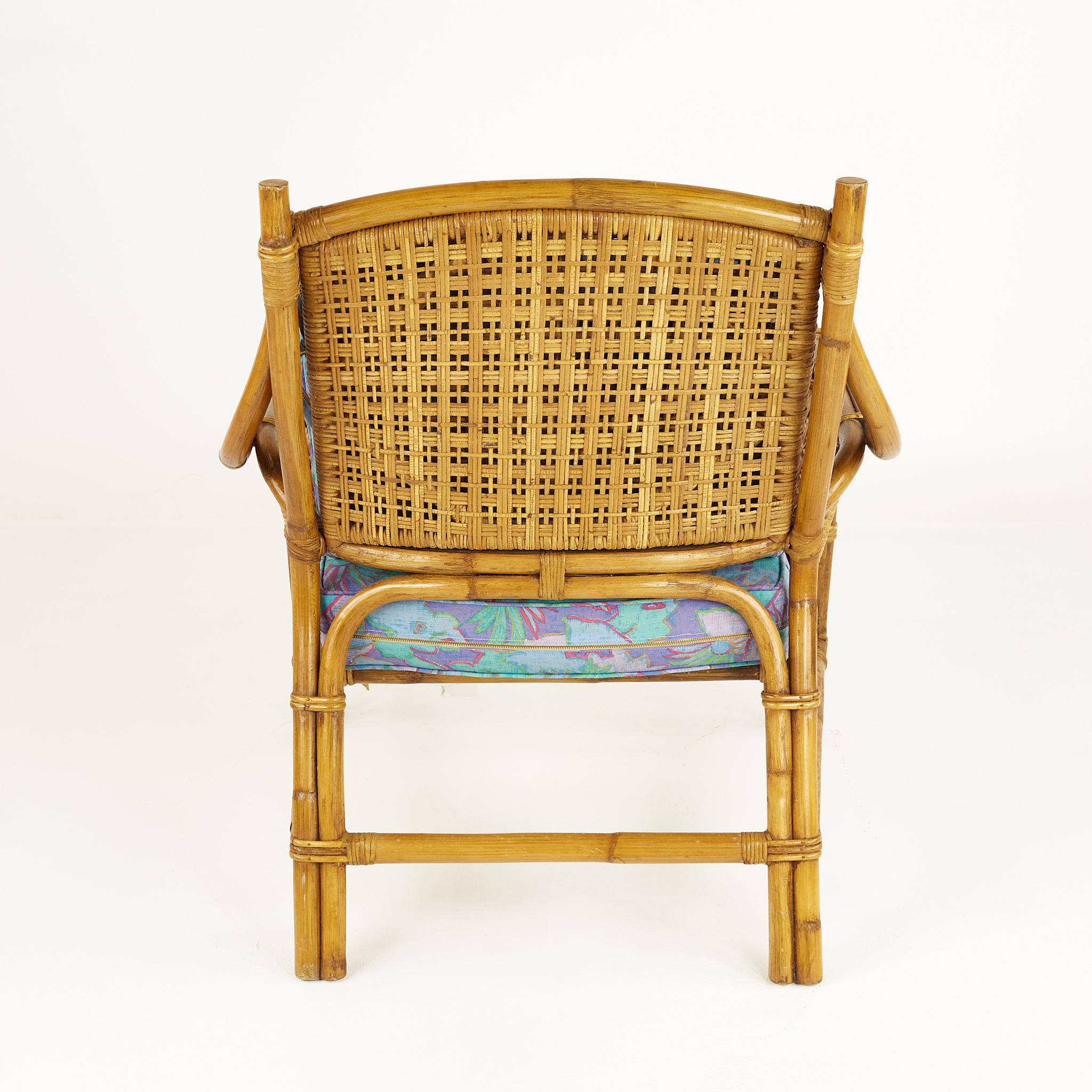 Ficks Reed Style Mid Century Bamboo Rattan Lounge Chair In Good Condition In Countryside, IL