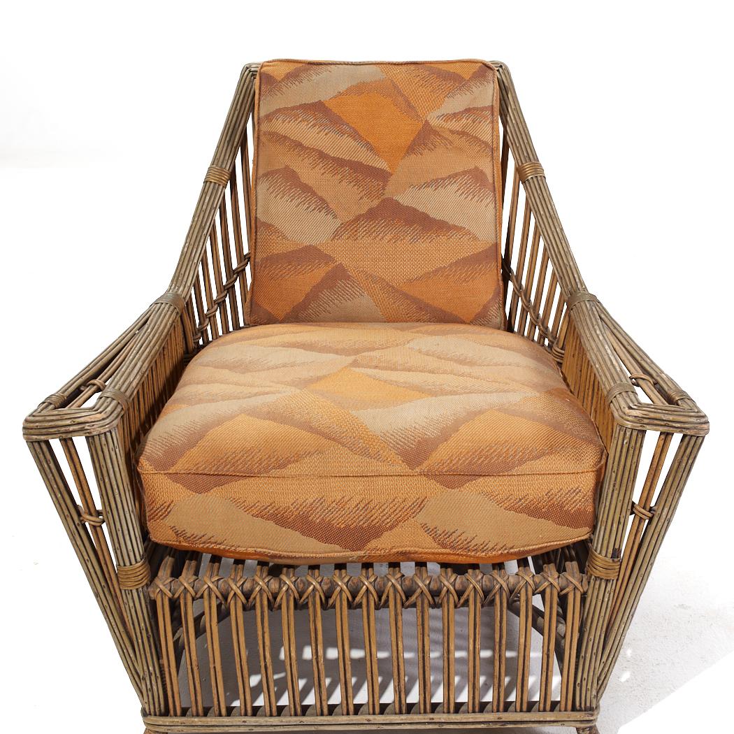 Ficks Reed Style Mid Century Rattan Lounge Chair and Ottoman For Sale 3