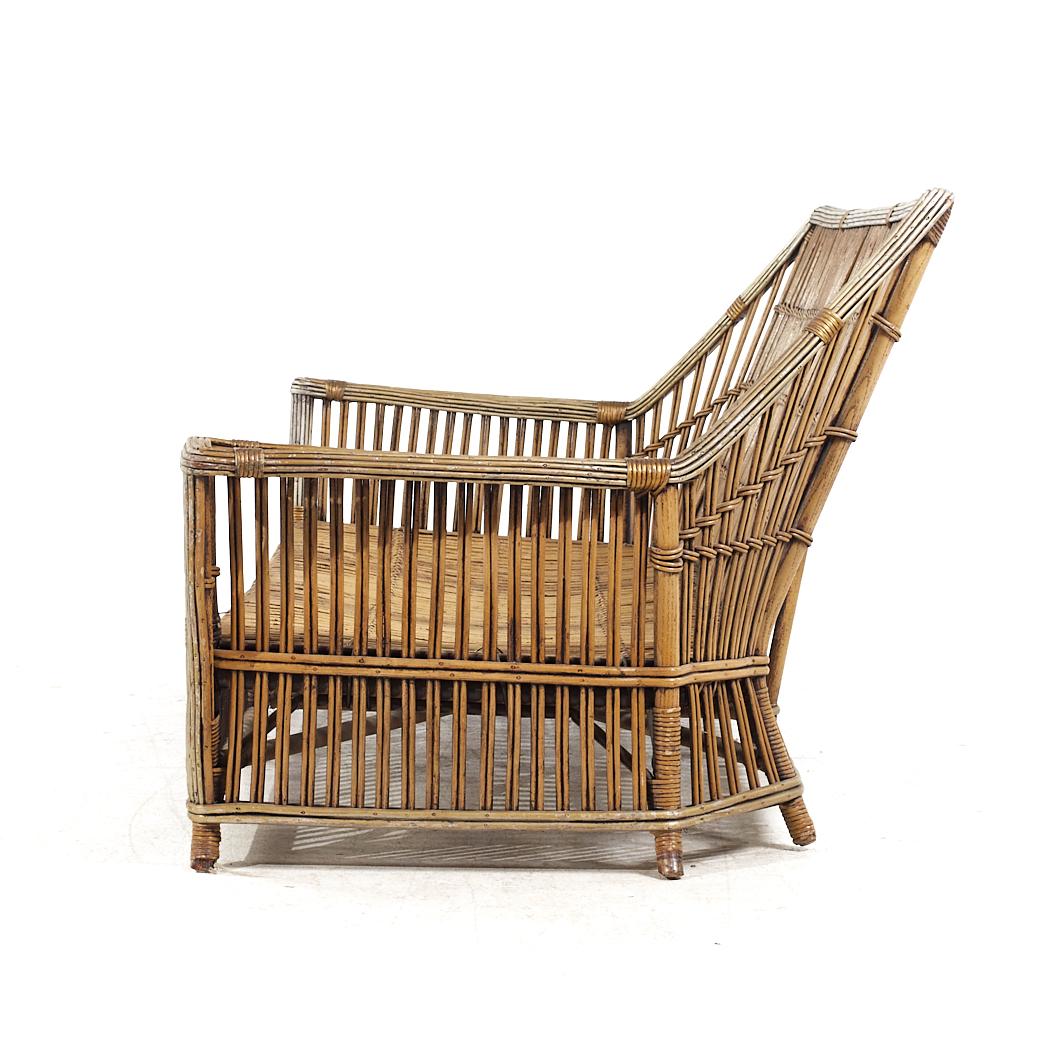Ficks Reed Style Mid Century Rattan Settee In Good Condition For Sale In Countryside, IL