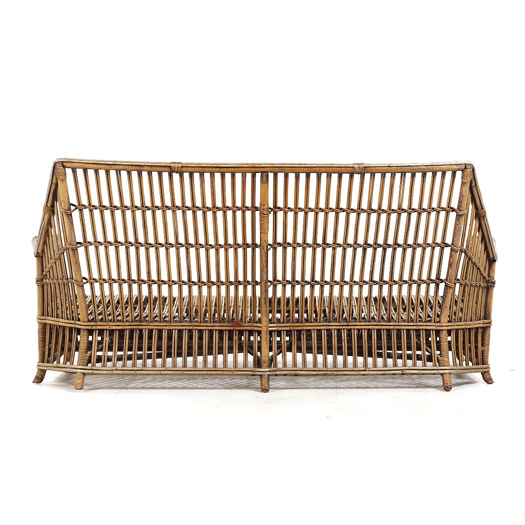 Ficks Reed Style Mid Century Rattan Settee For Sale 1
