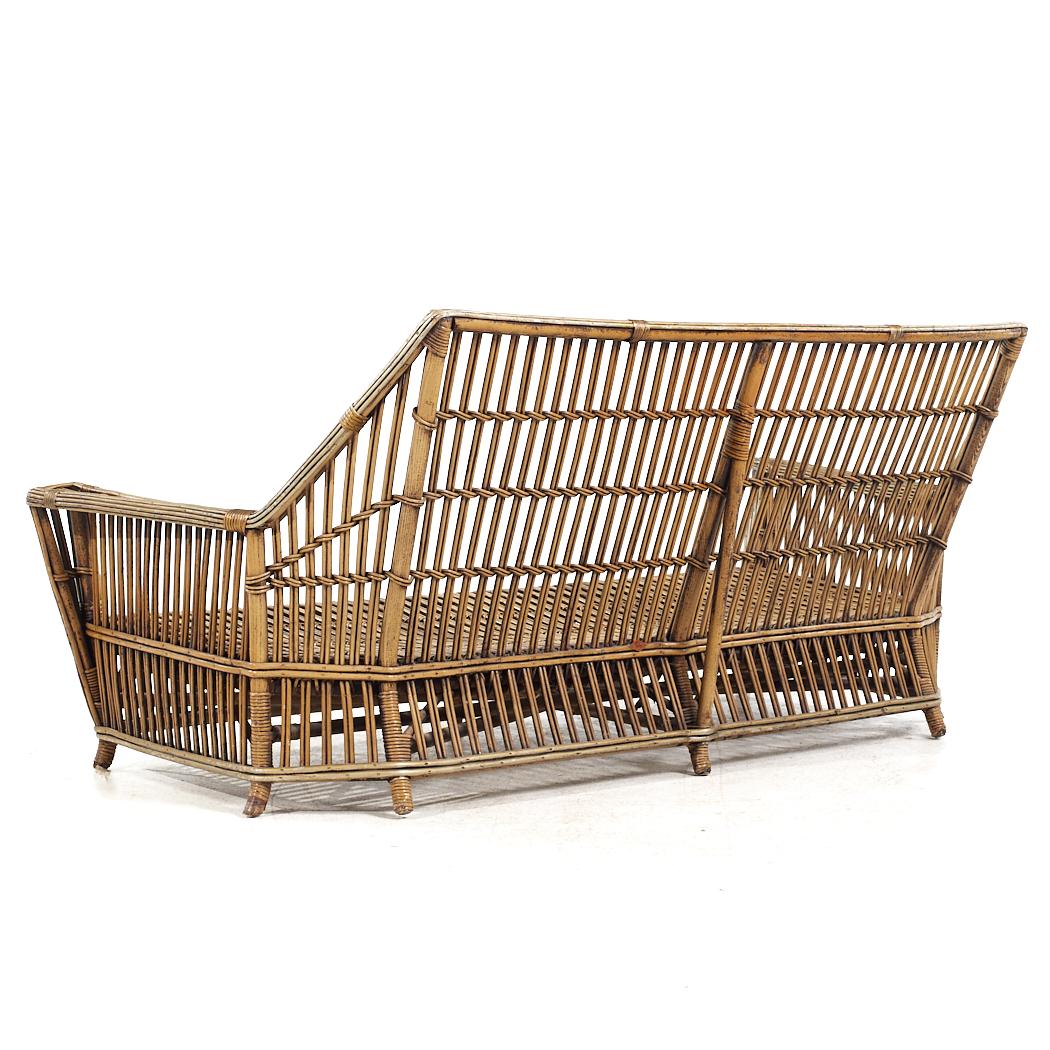 Ficks Reed Style Mid Century Rattan Settee For Sale 2