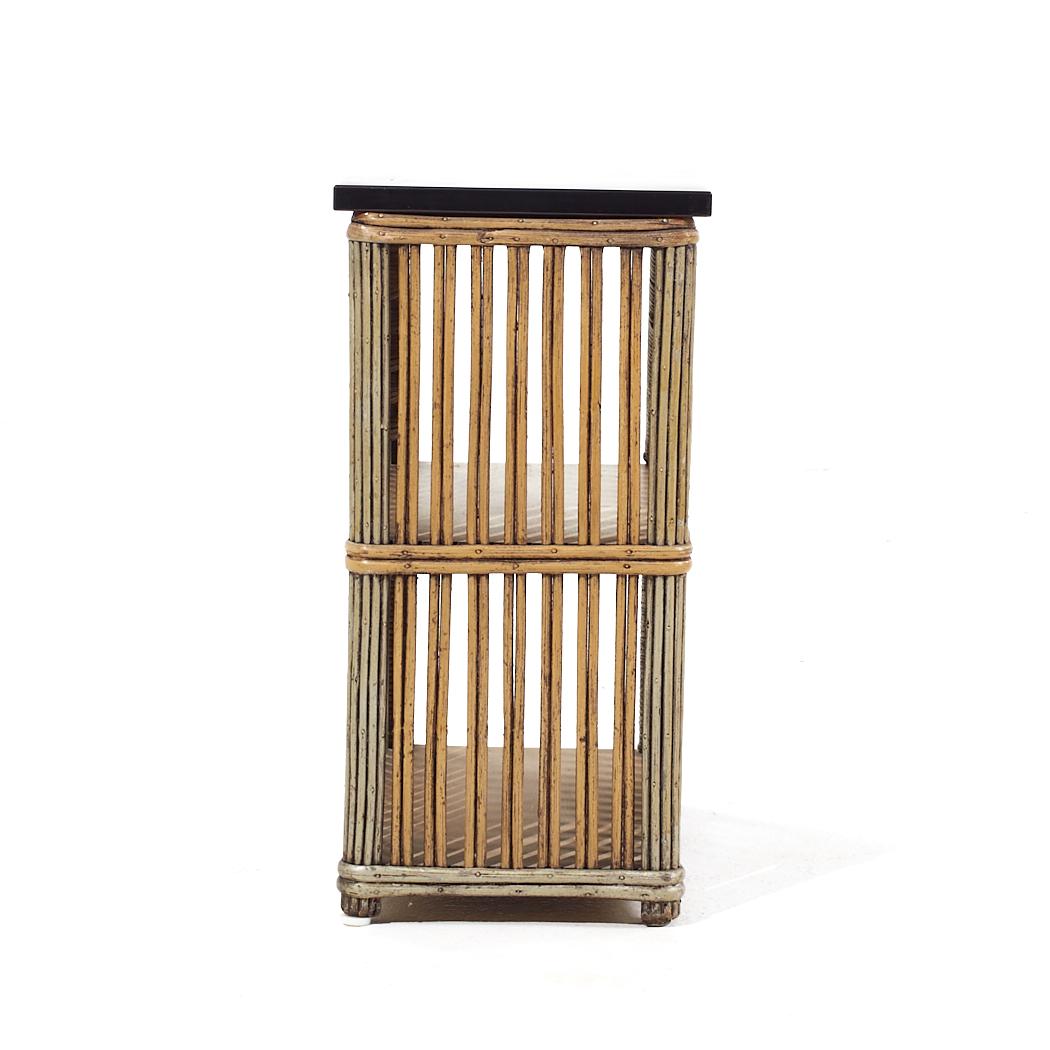 Ficks Reed Style Mid Century Rattan Side Table For Sale 1