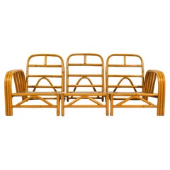 Canapé trois pièces en rotin à trois brins "Angles" de Ficks Reed